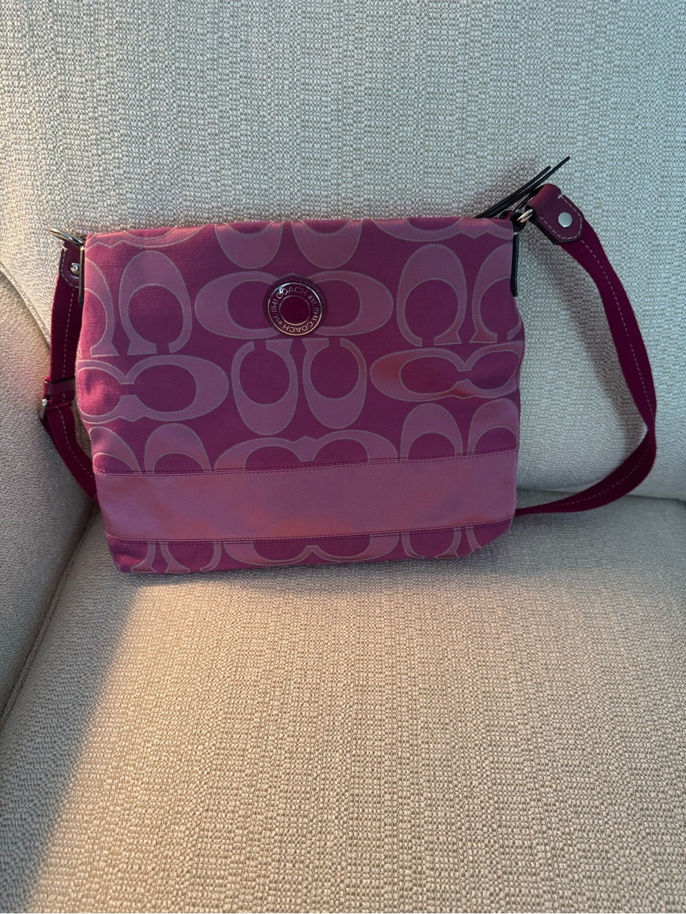 Coach Pink Signature Logo Crossbody Bag